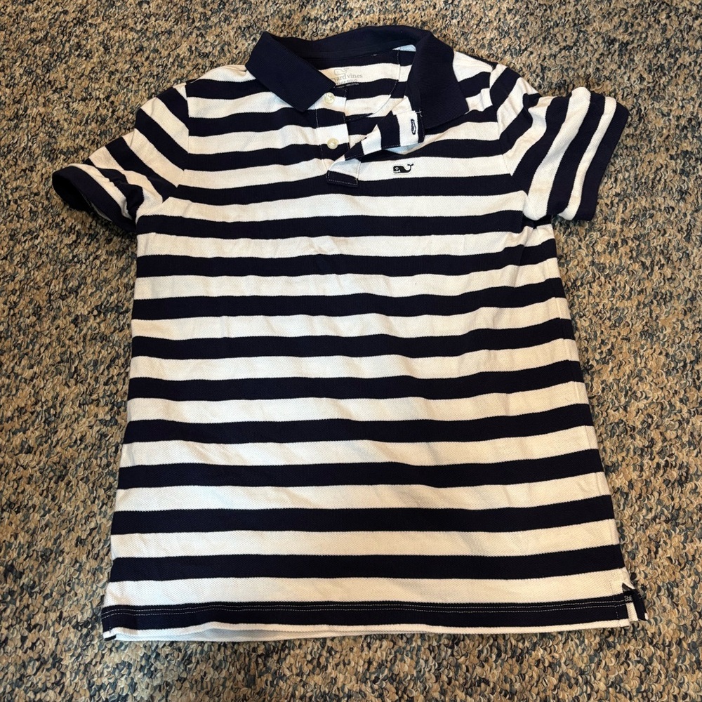 Vineyard Vines Kids Polo in Navy and White Stripes